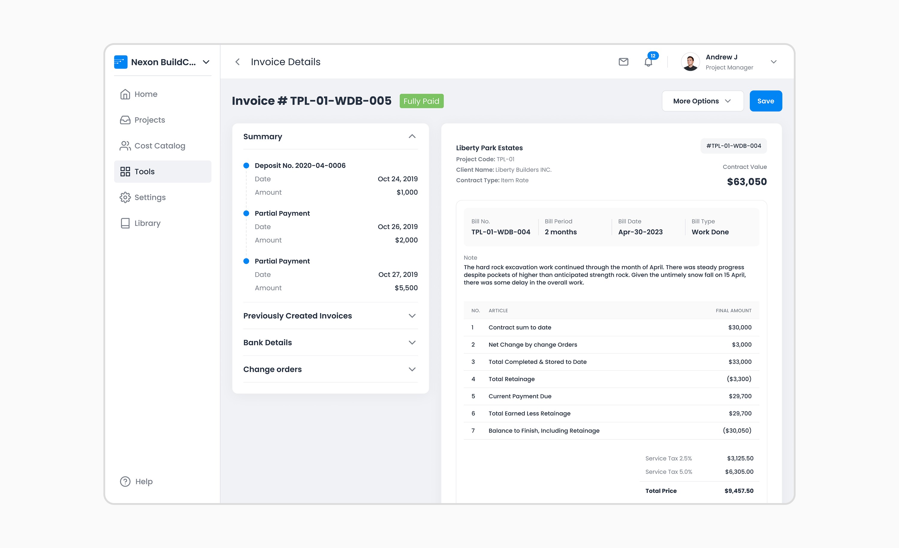 Invoice page