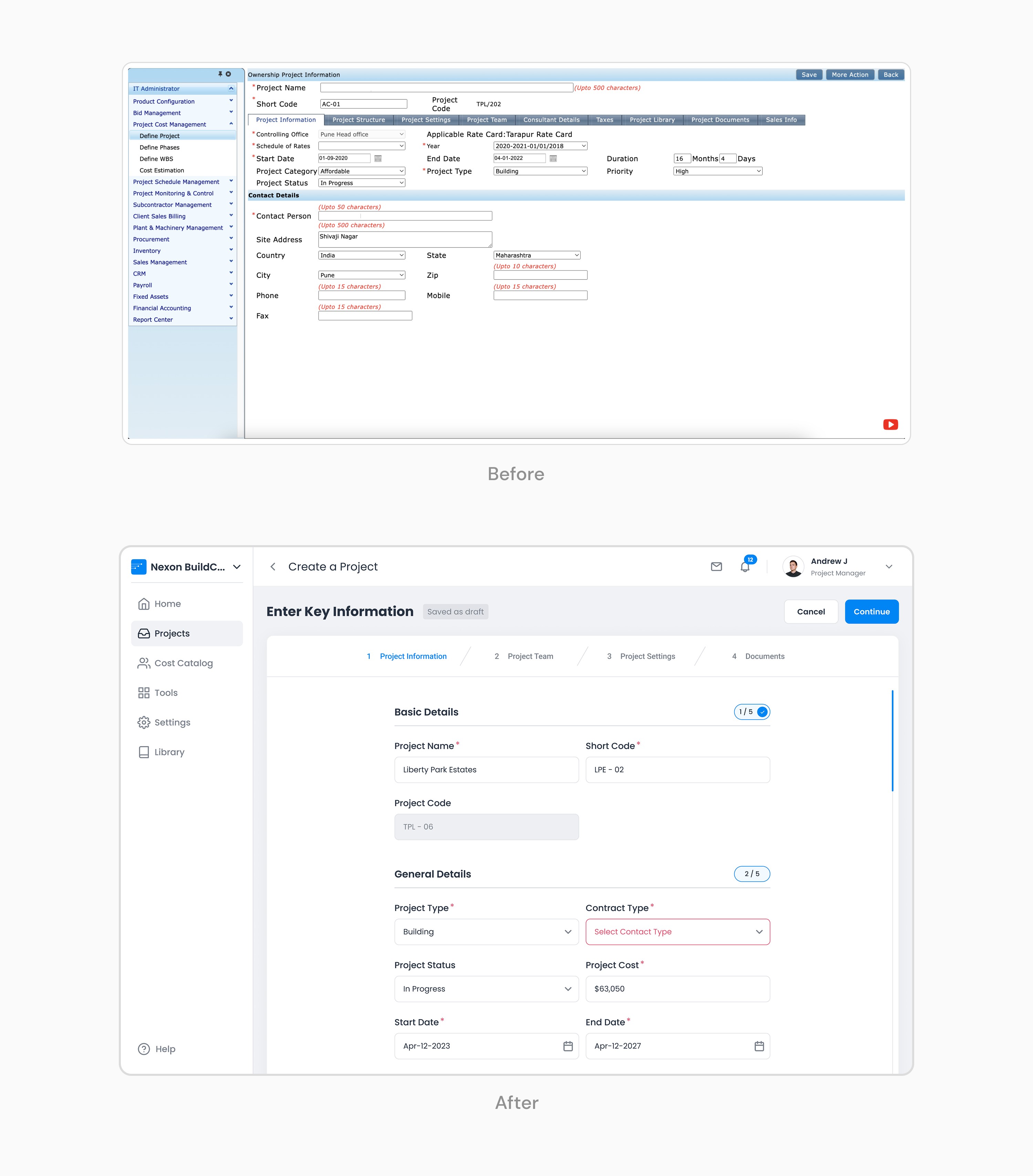 Project creation flow
